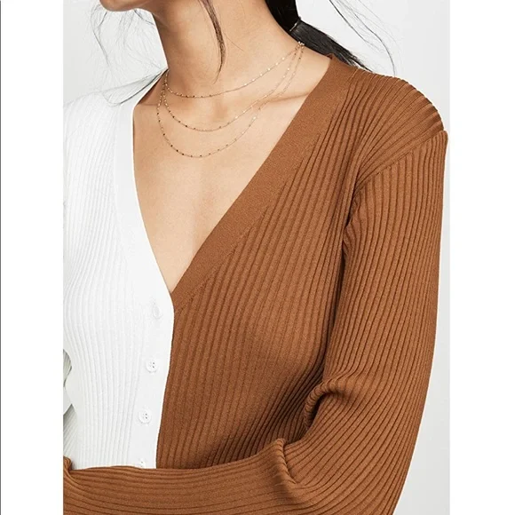 STAUD Two-Tone White and Brown Dress - Picture 4 of 7